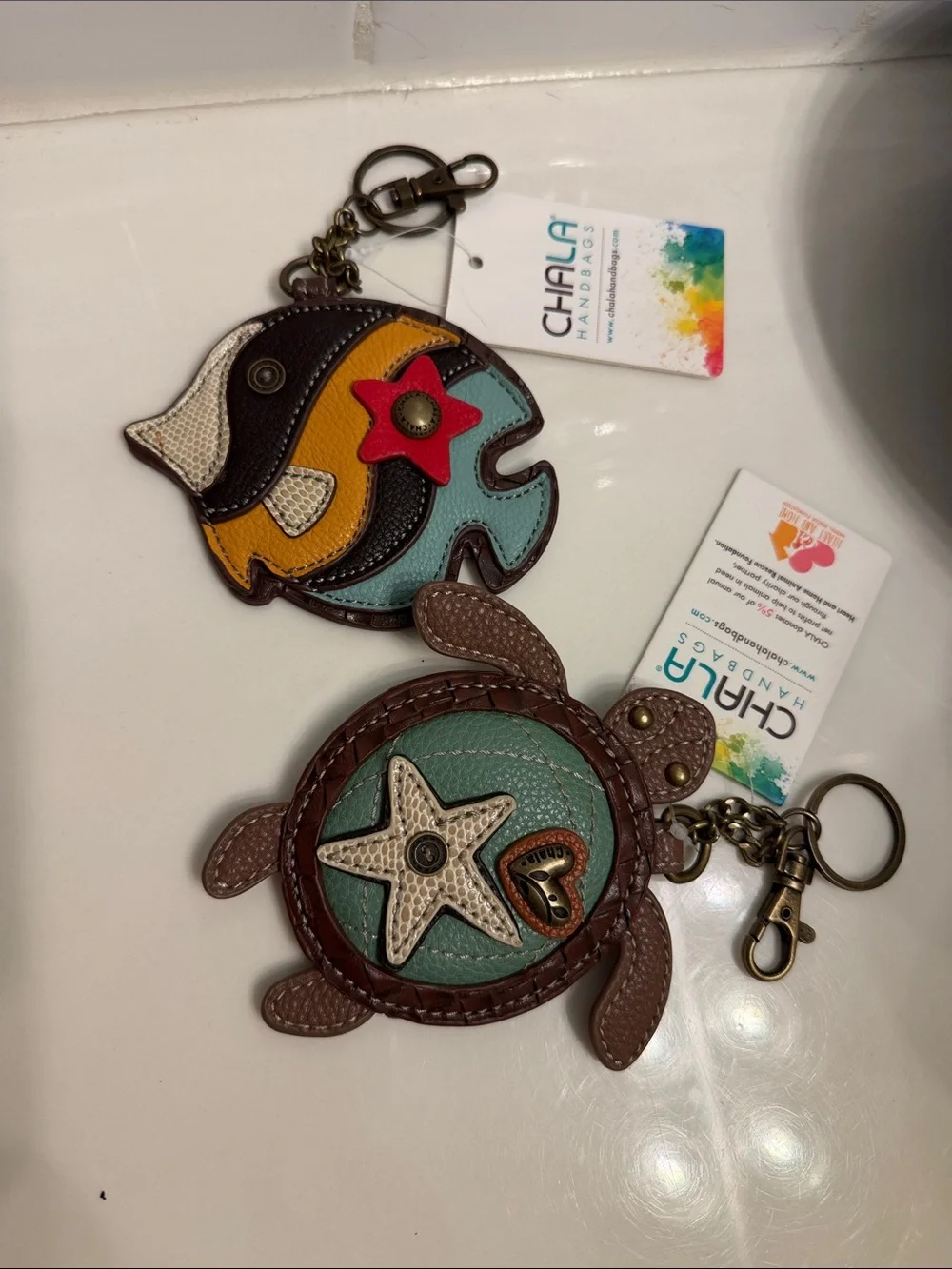 Chala Multicolor Fish & Turtle Keychain/coin pouch - PICK ONE